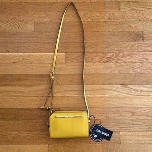 Gold/Yellow cross-body with wallet compartments, NEVER USED, Steve Madden